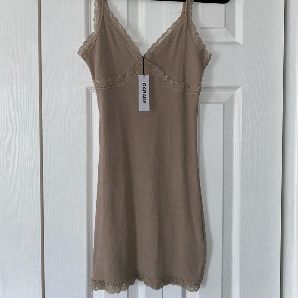 Tan garage mini dress
